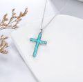 wholesale 925 Sterling Silver Turquoise Cross Pendant Necklace for Women-0-3