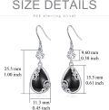 wholesale 925 Sterling Silver Teardrop Filigree Dangle Earrings with Black Onyx and Lapis Lazuli-0-2