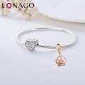 wholesale 925 Sterling Silver Rose Gold Personalized Paw Charm with Engraved Name Initial Symbol Date - Unique Gift for Women Men Valentines Christmas-0-2