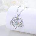 wholesale 925 Sterling Silver Opal Heart and Paw Print Pendant Necklace for Women Girls -0-1
