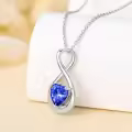 TOUPOP Sterling Silver Sapphire Infinity Love Moon Pendant Necklace-0-3