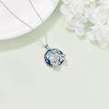 wholesale 925 Sterling Silver Round Blue Crystal Dragonfly Pendant Necklace for Women-0-3