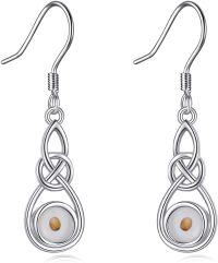 wholesale 925 Sterling Silver Mustard Seed Celtic Knot Dangle Drop Earrings-A-Celtic Knot Mustard Seed-Silver