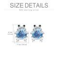 TOUPOP Sterling Silver & July Birthstone Frog Earrings-0-3
