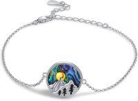 wholesale 925 Sterling Silver Abalone Shell Mountain Charm Bracelet for Skiing and Hiking Enthusiasts-abalone shell mountain bracelet