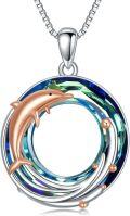 wholesale TOUPOP Dolphin Necklace Sterling Silver Animal Pendant Necklaces With Blue Crystal Jewelry Valentine's Day Mother's Day Dolphin Gifts For Women Wife Mom Birthday -0-0