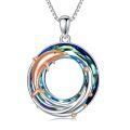 TOUPOP Sterling Silver Blue Crystal Dolphin Pendant Necklace-0-0