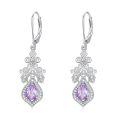 wholesale 925 Sterling Silver 6mm 8mm Pear Cut Birthstone Drop Dangle Earrings-0-0