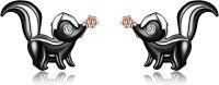 wholesale 925 Sterling Silver Black and White Skunk Stud Earrings for Women-Skunk