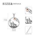 wholesale 925 Sterling Silver Howling Wolf Moon Pendant Necklace Rose Gold Accent For Women-0-2