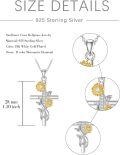 wholesale Gold-Plated 925 Sterling Silver Cross with Sunflowers and Cubic Zirconia Pendant Necklace-0-4