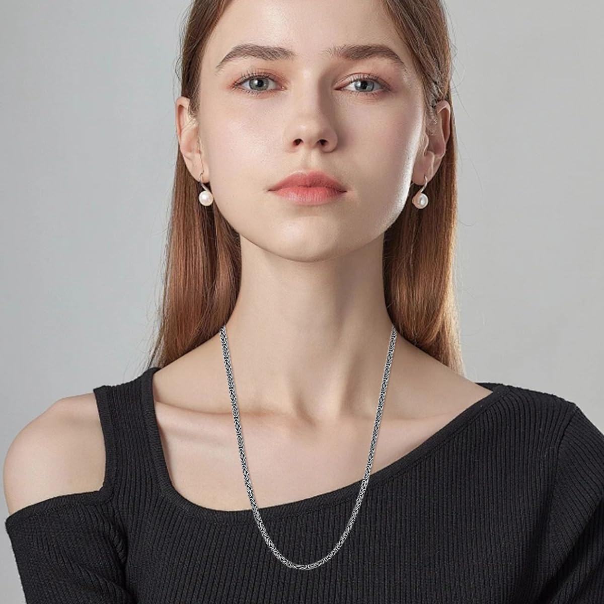 Sterling Silver Byzantine Chain Necklace for Men Women 2 5mm-0-4