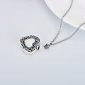 wholesale 925 Sterling Silver Heart Cremation Urn Necklace Oxidized Floral Amethyst Memorial Pendant-0-28