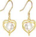 wholesale 14K Gold Crescent Moon & Pearl Dangle Earrings for Women-0-0