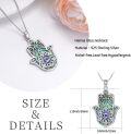 wholesale 925 Sterling Silver 925 Hamsa Hand with Abalone Shell and Evil Eye Pendant Necklace-0-3
