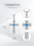 wholesale 925 Sterling Silver Heart-Shaped Blue Crystal Celtic Cross Pendant Necklaces for Women Girls s 45cm Chain Length-0-4