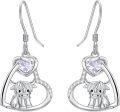 wholesale 925 Sterling Silver June Alexandrite Highland Cow Dangle Earrings, 17x15mm, 4g, Leverback, Gift for Women-0-0