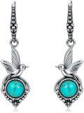 wholesale  Sterling Silver Genuine Green Turquoise Butterfly Dragonfly Hummingbird Hook Earrings -0-0