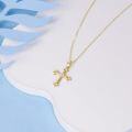 wholesale 14K Gold Cubic Zirconia Star Cross Pendant Necklace for Women - 20 Inches Chain Length-0-3