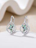 wholesale 925 Sterling Silver Hummingbird Abalone Shell Leverback Dangle Drop Hoop Earrings for Women Gifts-0-4