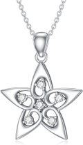 wholesale 925 Sterling Silver Cubic Zirconia Star Pendant Necklace Gift for Mother Wife Girlfriend Daughter Sister Friend-0-0