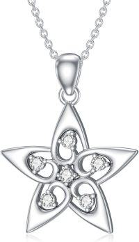 wholesale 925 Sterling Silver Cubic Zirconia Star Pendant Necklace Gift for Mother Wife Girlfriend Daughter Sister Friend-Type 3