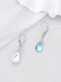 wholesale 925 Sterling Silver Moonstone Drop Earrings Platinum Plated Teardrop Celtic Knot Lever Back-0-3