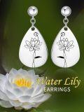 wholesale Sterling Silver Floral Teardrop Earrings w Birth Flower Engraved Gift for Women-0-52