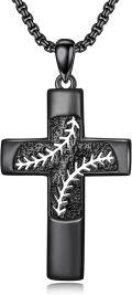 wholesale 925 Sterling Silver Black Enamel Leaf Design Cross Pendant Necklace for Men & Women-0-0