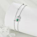 wholesale 925 Sterling Silver Green Crystal Frog Charm Ankle Bracelet for Women Girls  6-8 Adjustable Chain Length-0-2