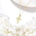wholesale 14K Gold Small Cross Pendant Necklaces for Women - Minimalist Religious s-0-4