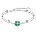 wholesale 925 Sterling Silver Green Four Leaf Clover Charm Bracelet-0-0