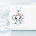 wholesale 925 Sterling Silver Heart-Shaped Elephant with Bow and Stone Pendant Necklace-0-2