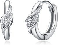 wholesale 925 Sterling Silver Twist Design Moissanite Huggie Hoop Earrings Gift for Her-hoop