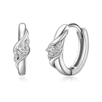 wholesale 925 Sterling Silver Twist Design Moissanite Huggie Hoop Earrings Wholesale Gift for Her-hoop