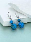 wholesale 925 Sterling Silver & Turquoise Bead Dangle Earrings, Hypoallergenic, Gift Box-0-2
