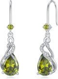 wholesale Sterling Silver Peridot Teardrop Dangle Earrings - August Birthstone for Honesty & Peace - 22x8mm Drop Hook - Gift for Mom, Anniversary-0-0