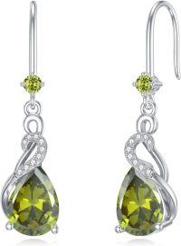 wholesale Sterling Silver Peridot Teardrop Dangle Earrings - August Birthstone for Honesty & Peace - 22x8mm Drop Hook - Gift for Mom, Anniversary-08-August