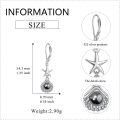 wholesale Sterling Silver Pearl Seashell Starfish Drop Dangle Earrings-0-3