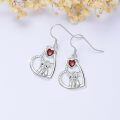 wholesale 925 Sterling Silver Heart Ox Earrings Wholesale With Red Gemstones-0-5