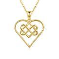 TOUPOP 14k Solid Gold Celtic Knot Necklace, Irish Amulet Pendant Gift-0-0