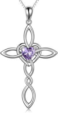 wholesale Sterling Silver Celtic Knot Cross Pendant Necklace Irish Infinity Love Heart Jewelry Gift-Silver June cross necklace