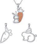 wholesale 925 Sterling Silver Rabbit Carrot Mouse Pendant Necklaces for Women Girls  (Set of 3)-0-0