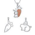 wholesale 925 Sterling Silver Rabbit And Carrot Pendant Necklace Wholesale With Orange Zircon-0-0