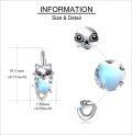 wholesale 925 Sterling Silver Cat Heart Shape Opalite Stone Stud Earrings for Women Girls  48x36mm-0-2
