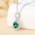 TOUPOP Sterling Silver Emerald Infinity Love Moon Pendant Necklace-0-3