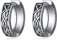 wholesale 925 Sterling Silver Celtic Knot Huggie Hoop Earrings for Men & Women-celtic black earrings