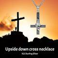 wholesale 925 Sterling Silver Mens Gothic Cross Necklace w/ 3D Blackened Nail & Skull Pendant-0-4