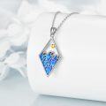 wholesale 925 Sterling Silver Blue Opal Wave Pendant Necklace with Gold Accents-0-1