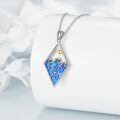 wholesale 925 Sterling Silver Blue Opal Wave Pendant Necklace with Gold Accents-0-1